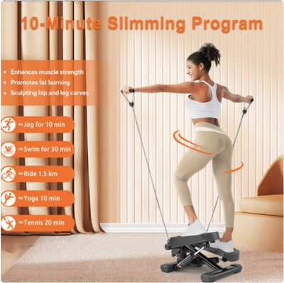 CD Monitor Downloads Home Office Exercise 330LBS Capacity Mini Stepper With Resistance Bands And LCD Monitor